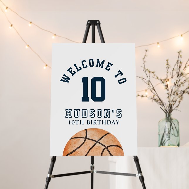 Basketball Birthday Welcome Sign, Basketball Party Foam Board (In Situ (Stand))