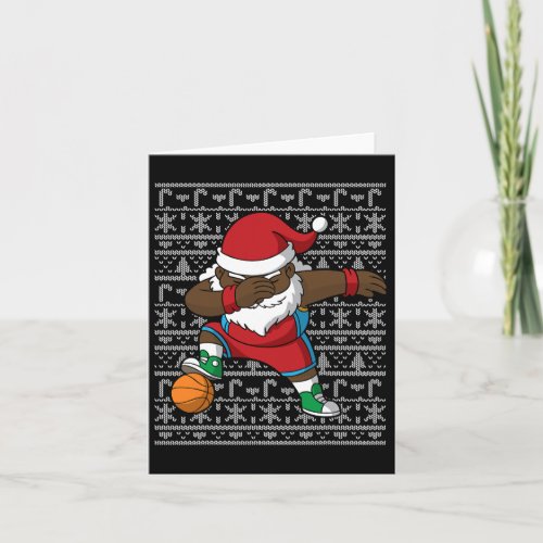 Basketball Black African American Dabbing Santa Ch Card