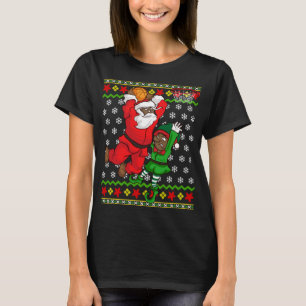 Basketball Black African American Santa Claus Dunk T-Shirt
