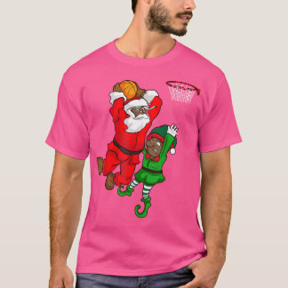 Basketball Black African American Santa Claus Dunk T-Shirt