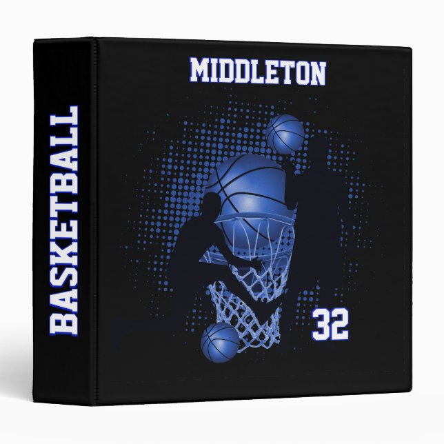 Basketball - Black and Dark Blue 3 Ring Binder (Front/Spine)