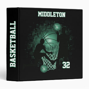 Basketball - Black and Green 3 Ring Binder