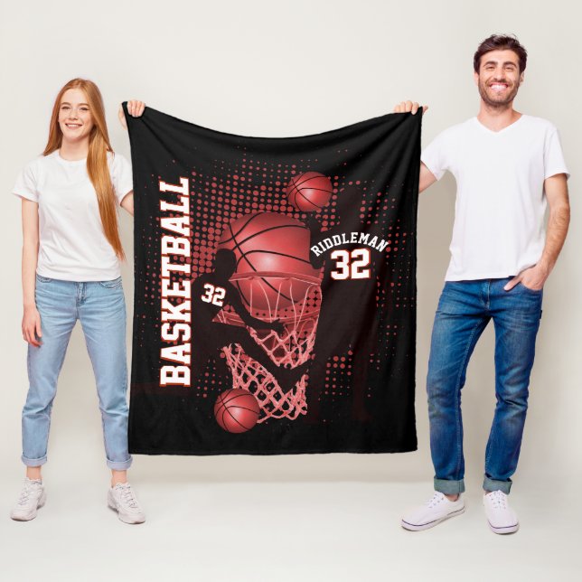 Basketball - Black and Red -DIY Text Fleece Blanket (In Situ)