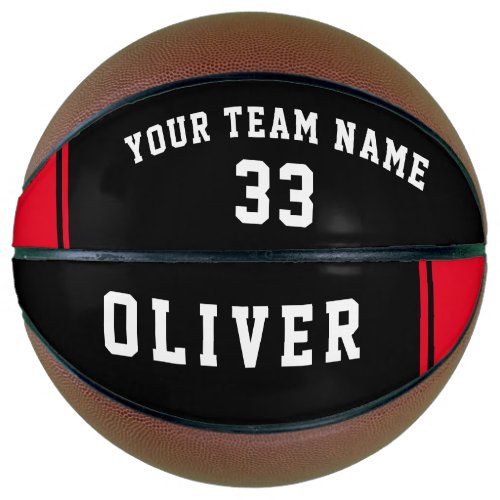 Basketball Black and Red with Team Number Name