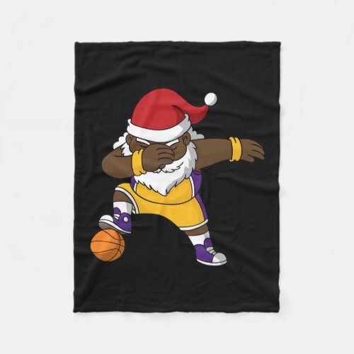 Basketball Black Dabbing Santa Claus African Ameri Fleece Blanket