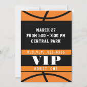Basketball Black Orange Birthday Party Invitation (Back)