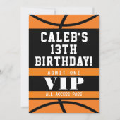 Basketball Black Orange Birthday Party Invitation (Front)