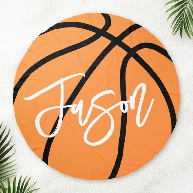 Basketball black orange custom name beach towel  (Basketball black orange custom name beach towel)