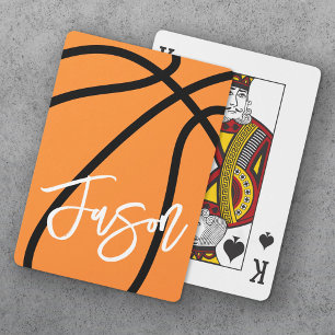 Basketball black orange custom name poker cards