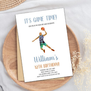 Basketball Black Orange Invitations