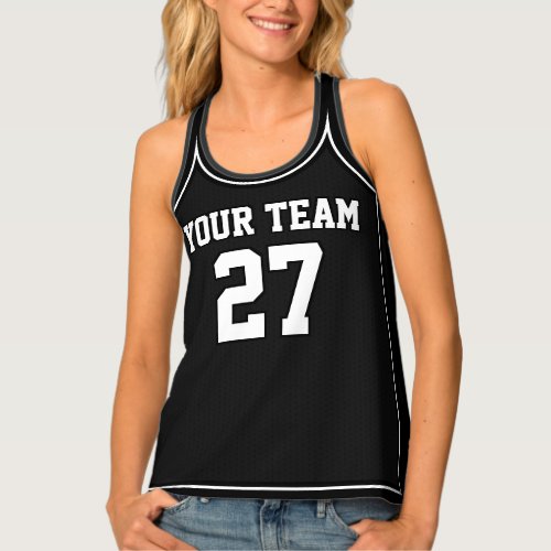 Basketball Black White Outines Varsity Sports Tank Top