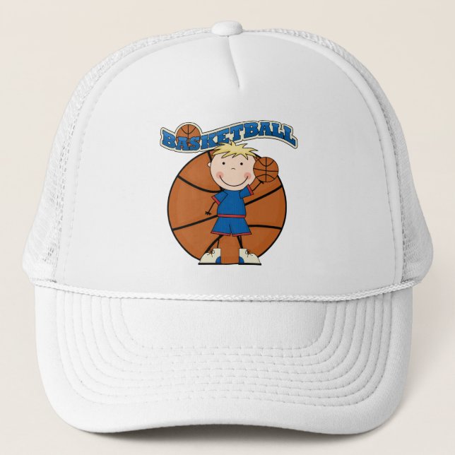 BASKETBALL Blond Boy T-shirts and Gifts Trucker Hat (Front)