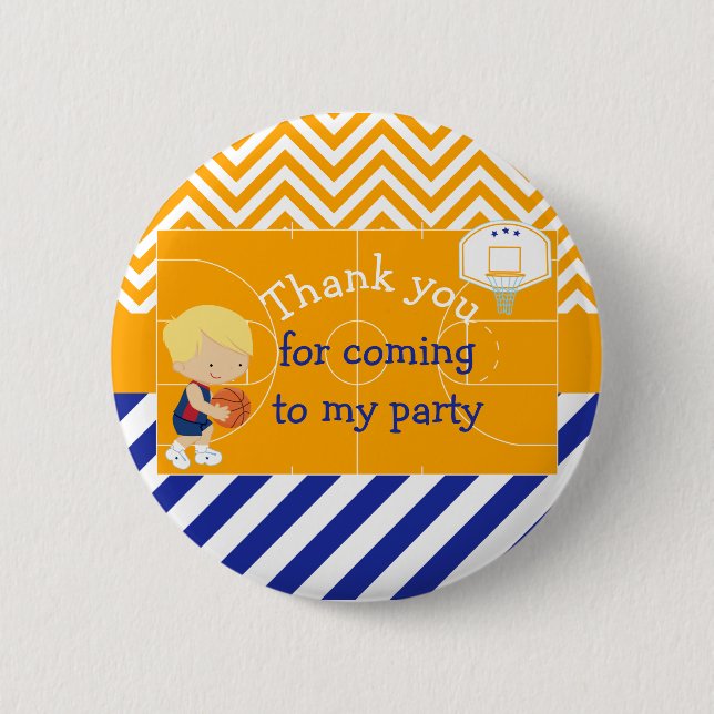 Basketball Blonde Hair 'Thank you for coming' Button (Front)