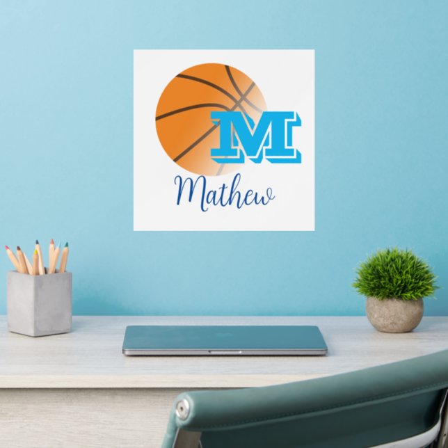 Basketball Blue Boy Wall Decal (Home Office 2)