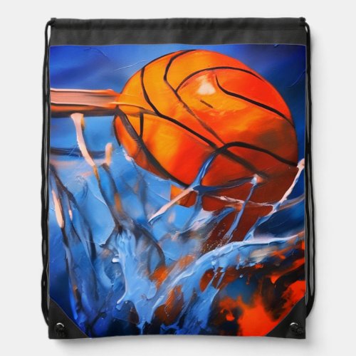 Basketball blue fire drawstring Backpack