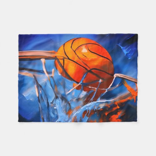 Basketball blue fire hoop fleece Blanket