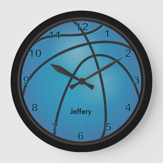 Basketball | Blue | Personalize Large Clock (Front)