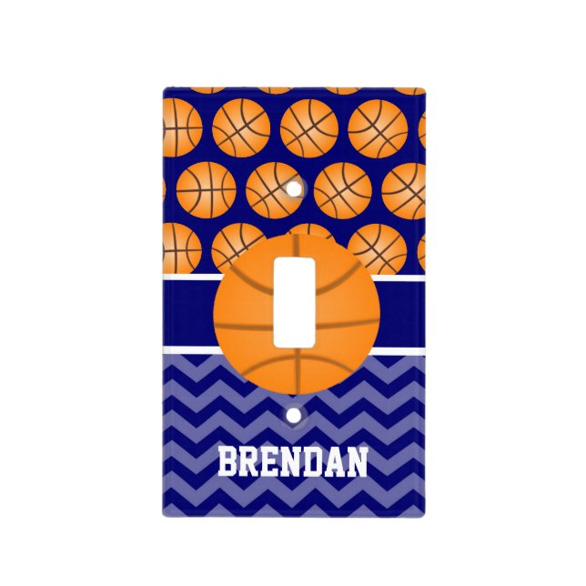 Basketball Blue Personalized Light Switch Cover (Front)
