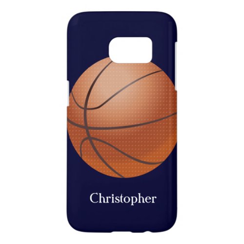 Basketball Blue Personalized Name Samsung Galaxy S7 Case