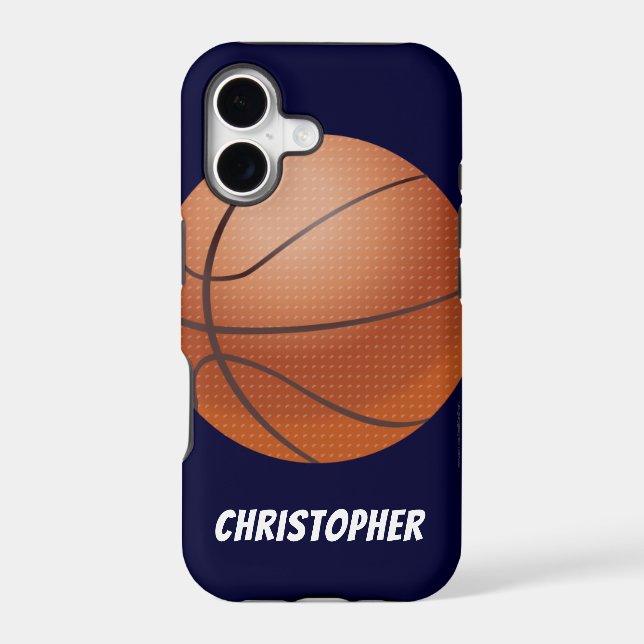 Basketball, Blue, Personalized Name Iphone Case (Back)