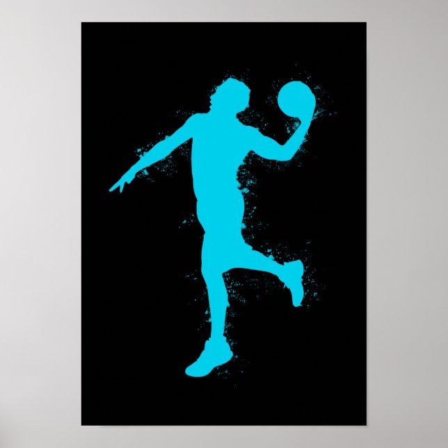 Basketball Blue Player - Abstract Watercolor  Poster (Front)