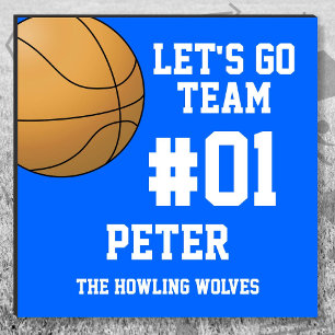 Basketball Blue White Team Colors Car Magnet