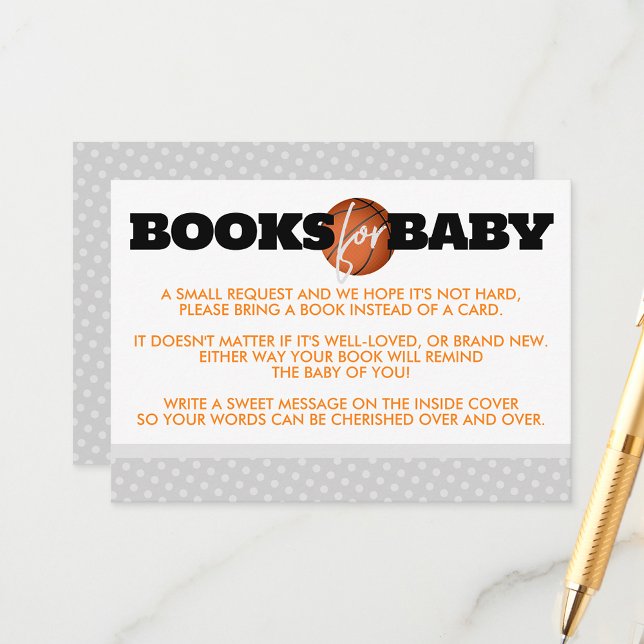 Basketball Books for Baby Enclosure Invite Insert (Basketball Books for Baby Inserts)