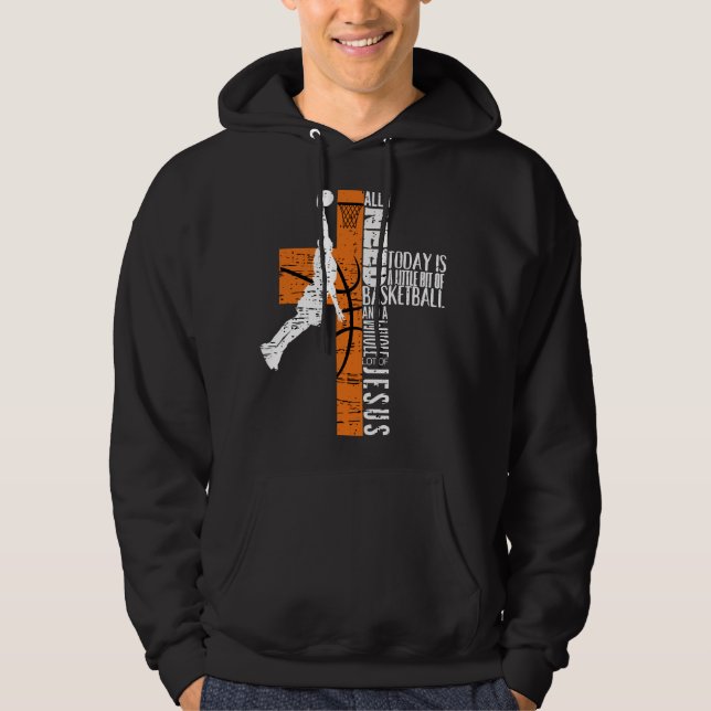  Basketball Boy Ages Kids Men All I Need Jesus Hoodie (Front)