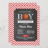 BasketBall Boy Baby Shower Red Chalk Sports Invite (Front/Back)