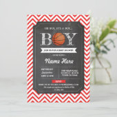 BasketBall Boy Baby Shower Red Chalk Sports Invite (Standing Front)