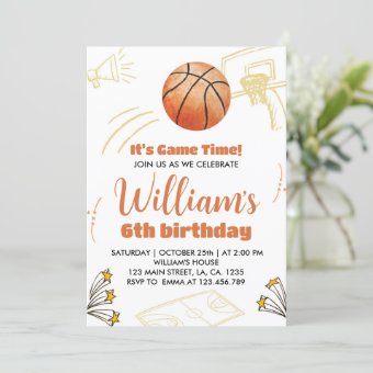 Basketball Boy Birthday Invitation Sport Party | Zazzle