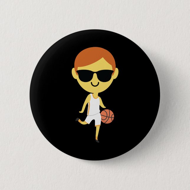 Basketball Boy Emoji 1  Button (Front)