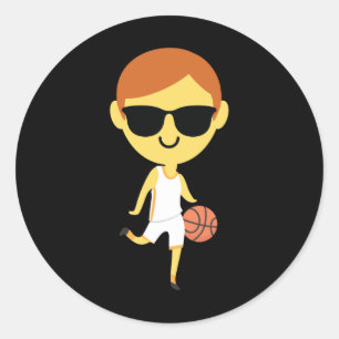 Basketball Boy Emoji 1 Classic Round Sticker