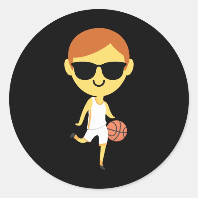 Basketball Boy Emoji 1  Classic Round Sticker (Front)