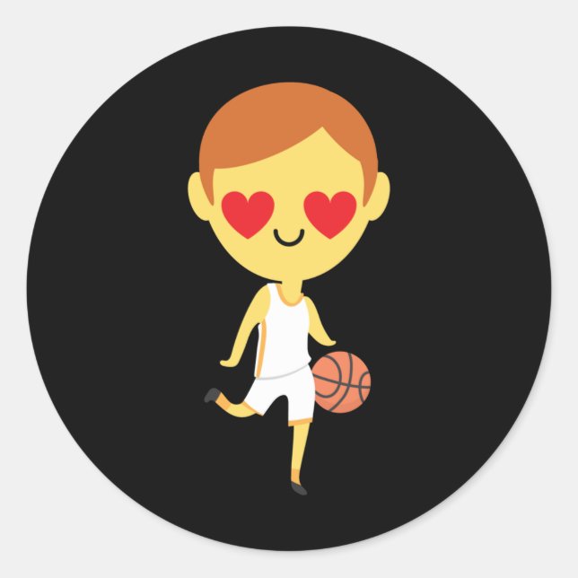 Basketball Boy Emoji  Classic Round Sticker (Front)