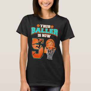 Basketball Boys 5th Birthday This Baller Is Now 5 T-Shirt