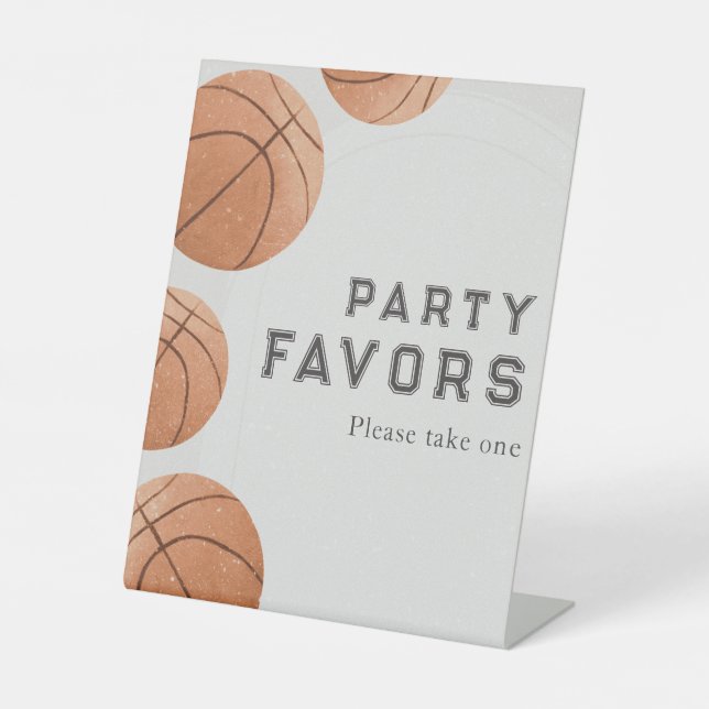 Basketball Boy's Birthday Party Favors Table Pedestal Sign (Front)