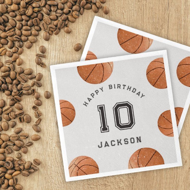Basketball Boy's Modern Sports Themed Birthday Napkins (Creator Uploaded)