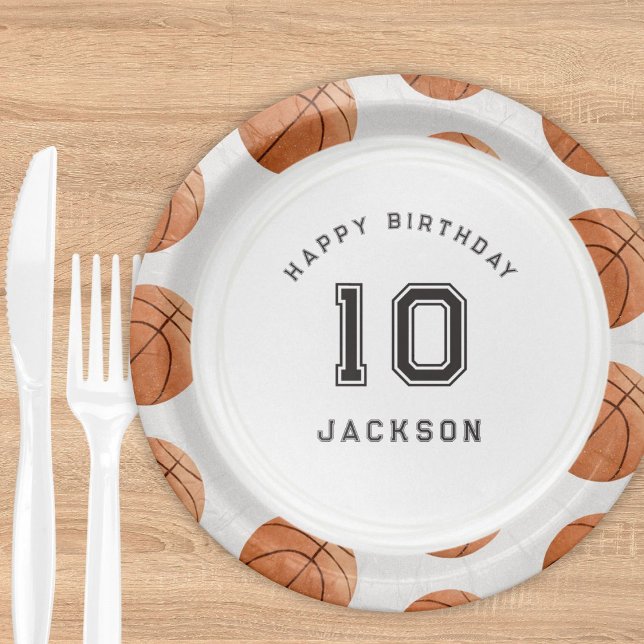 Basketball Boy's Modern Sports Themed Birthday Paper Plates (Creator Uploaded)