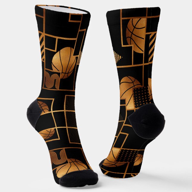 Basketball Bronze Abstract  Socks (Angled)