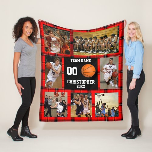 Basketball Buffalo Photo Collage Fleece Blanket