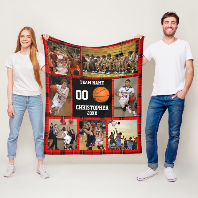 Basketball Buffalo Photo Collage Fleece Blanket (In Situ)