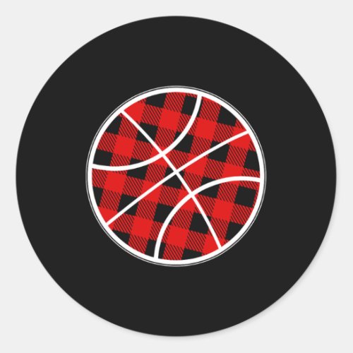 Basketball Buffalo Plaid Ball Basketball Player Ch Classic Round Sticker