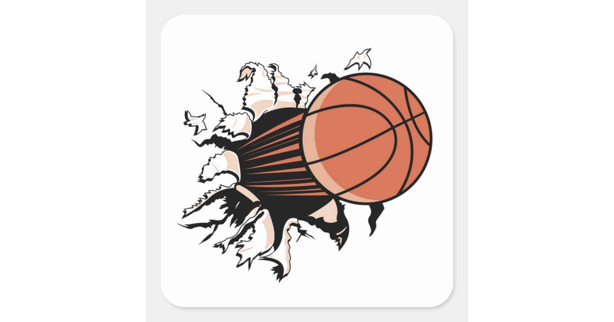 Basketball Burst T Shirts And Gifts Square Sticker Zazzle Com