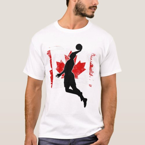 Basketball Canada Canadian Flag Dunking Funny Gift T_Shirt