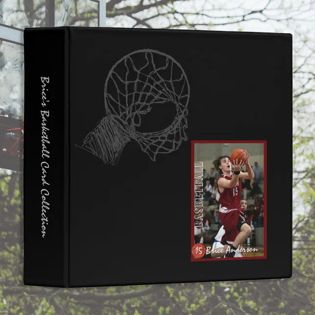 Basketball Card Collectors Album Dark 3 Ring Binder Zazzle
