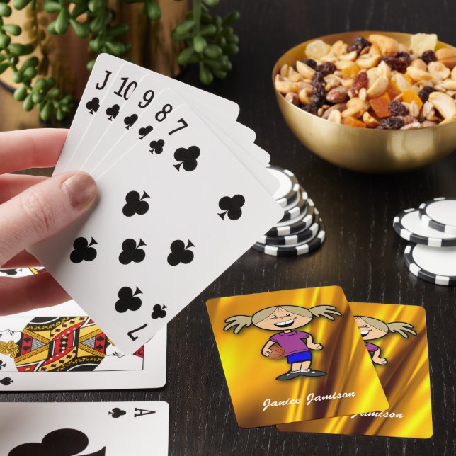 Basketball Cartoon Character Girl Personalize Poker Cards (In Situ)