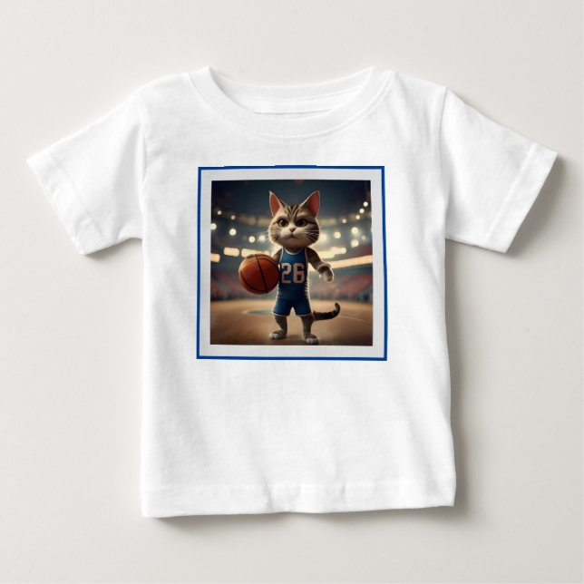 Basketball Cat,  Baby T-Shirt (Front)