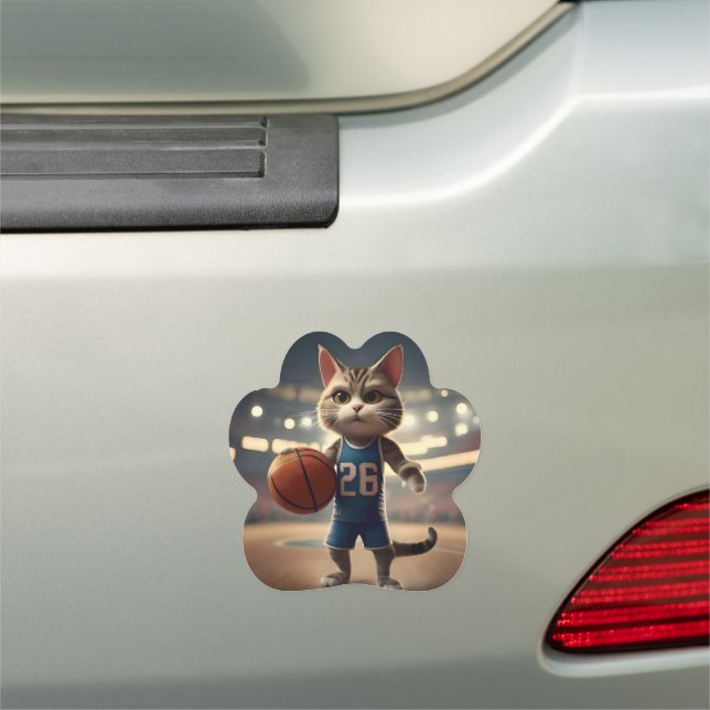 Basketball Cat,  Car Magnet (In Situ)