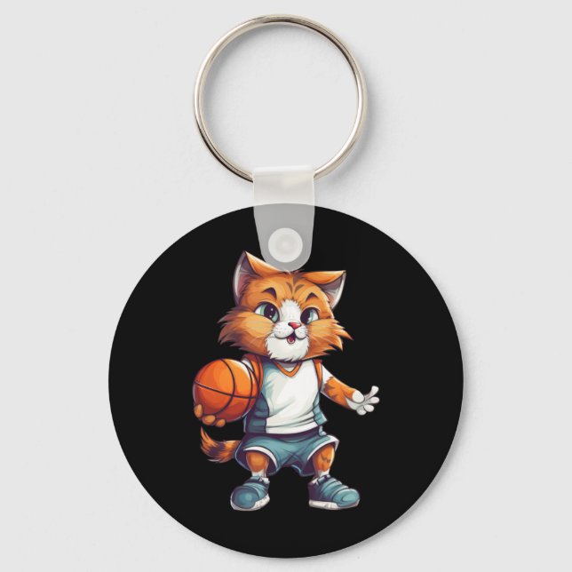 Basketball Cat  Keychain (Front)